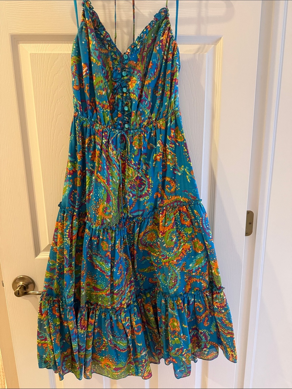 Nine West Turquoise Paisley Tiered Sundress